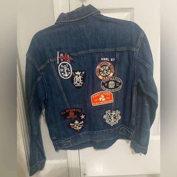 Polo by Ralph Lauren Classic Blue Jean Jacket with  patches - Picture 7 of 7